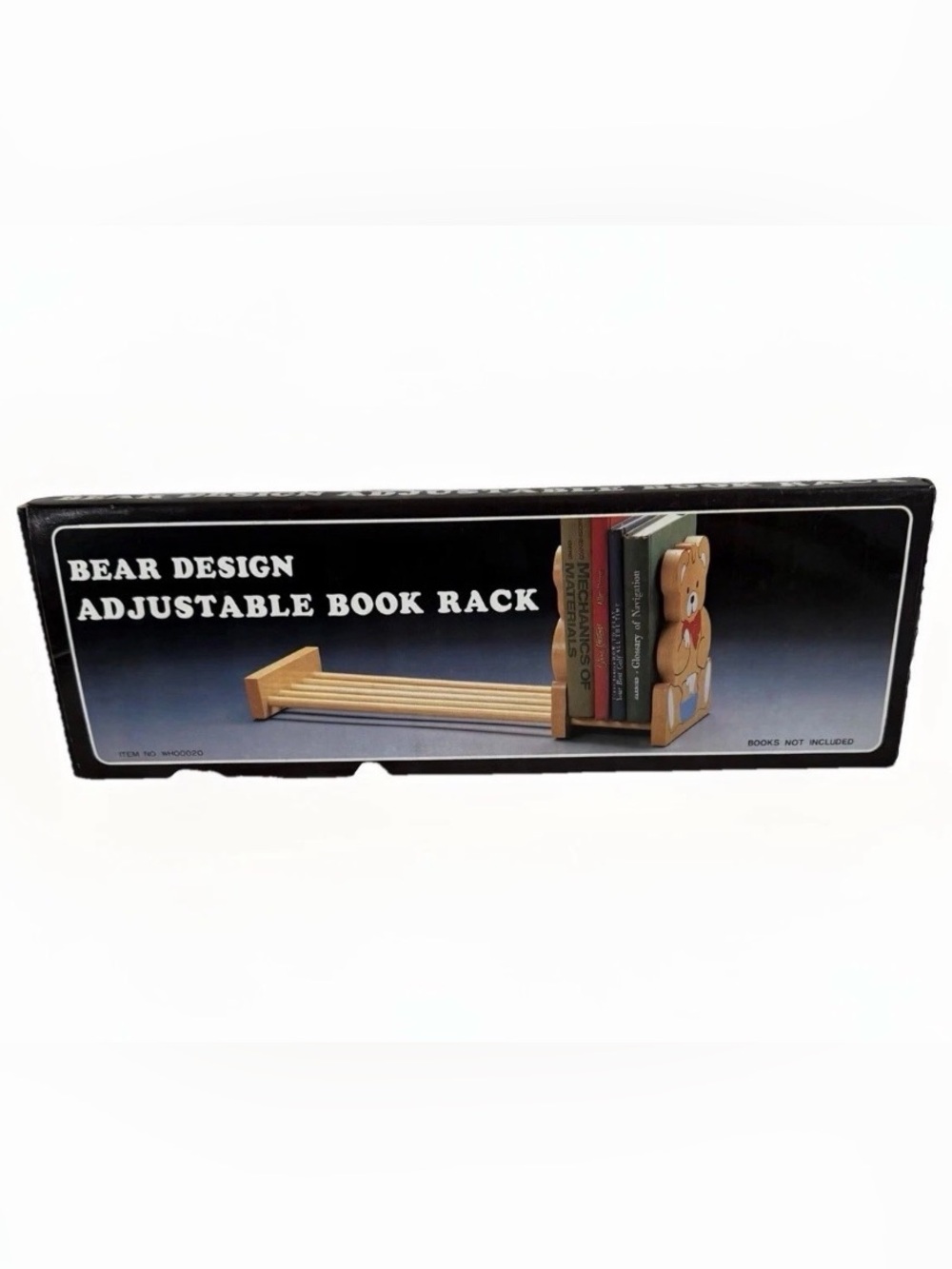 Vintage Wood Bear Adjustable Slide Book Rack Nursery Decor Kids Folk Art 80s NOS